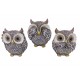 Set 3 Chouettes de la Sagesse, Collection MOSAIK SPRING Edition, H 12 cm