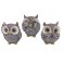 Set 3 Chouettes de la Sagesse, Collection MOSAIK SPRING Edition, H 12 cm