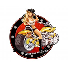 Déco Murale Métal Vintage, Pin-up et Moto, Longueur 45 cm