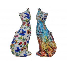 ORIGEN Set 2 Figurines Chats Design et Tags en résine, Collection Graffiti, H 16 cm