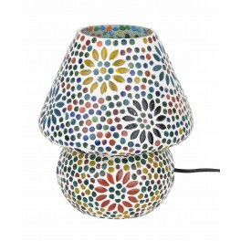 Lampe Baroque Ethnique, Multicolore, Abat jour Métal et Verre, H 45 cm