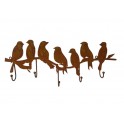 Patère et déco murale : Six oiseaux sur une branche d'arbre, L 50 cm