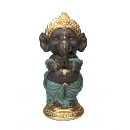 Figurine Ganesh Bleu et Doré, Collection Baby Zen, Hauteur 29 cm