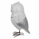 ORIGEN Figurine Hibou Blanc et Argent en résine, Collection LUDIK, H 17,5 cm