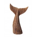 Décoration Queue de Baleine en Bois veiné sculpté, Hauteur 24 cm