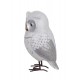 ORIGEN Figurine Hibou Blanc et Argent en résine, Collection LUDIK, H 15,5 cm