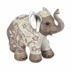 ORIGEN Figurine éléphant en Résine, Motifs Floraux, Collection ETHNIK, L 18,5 cm