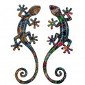 Set 2 Geckos Porte-bonheurs, Murale ou à poser, Modèle Kolor, H 35 cm