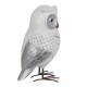 ORIGEN Figurine Hibou Blanc et Argent en résine, Collection LUDIK, H 17,5 cm