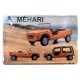 Plaque Métal bombée : La Citroën Mehari Orange, 3 vues, 30 x 20 cm