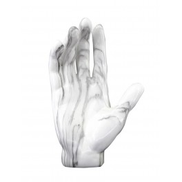 Statuette Résine Main d'homme, Gris et Blanc Marbré, Hauteur 35 cm