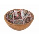 SIGNES GRIMALT Bol de service, Bois de manguier et résine epoxy, Thème Rétro Carreaux de ciment, Diamètre 15 cm
