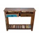 Grande Console en Bois Exotique, Collection Sinaloan, Aspect Vieilli et décapé, L 80 cm