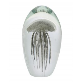 Sculpture Méduse Anthracite, H 11 cm, Presse-papiers en Verre et Décoration Marine, H 11 cm
