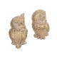 SIGNES GRIMALT Set 2 Figurines Couple de Chouette et Hibou, Modèles dorés, Hauteur 16 cm