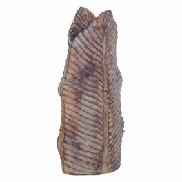 Vase Design Feuille en résine, Céruse Marron et Gris, Hauteur 30 cm