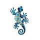 ORIGEN Gecko Mural Bleu, Métal et Verre, Modèle MOSAIK, H 21 cm