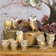 SIGNES GRIMALT Set 2 Figurines Couple de Chouette et Hibou, Modèles dorés, Hauteur 16 cm