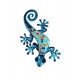 ORIGEN Gecko Mural Bleu, Métal et Verre, Modèle MOSAIK, H 21 cm