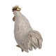 ORIGEN Elégant Coq stylisé en résine, Modèle Ecru et Doré, Collections contemporaines, H 24 cm