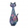 Statuette Design, Grand Chat, Motif Brocard stylisé, H 20 cm