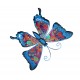 ORIGEN Papillon mural Bleu et Rouge, Métal et Verre, Modèle KASHMIR, L 32 cm