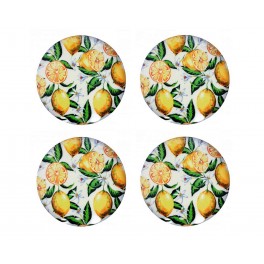 Set 4 Dessous de Tasse Céramique, Citrons de Provence, 4 pièces, diamètre 11 cm