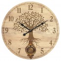 Pendule MDF à balancier, Thème Cartographie Diam. 58 cm, modèle jaune