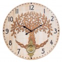 Pendule MDF Arbre de Vie , Tons Bois clair et balancier, Diam 58 cm