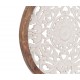 ORIGEN Déco murale en Bois Blanc sculpté et encadrement, Motif Floral baroque et Mandala Cérusé, H 63 cm