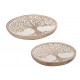 SIGNES GRIMALT Set 2 Plateaux de service ronds Arbre de vie, Bois de Manguier et Thème Rétro Bohème, Diamètre 25 cm
