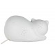 Lampe et Veilleuse, Chat Blanc enroulé, Porcelaine ajourée, L 25 cm