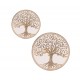 SIGNES GRIMALT Set 2 Plateaux de service ronds Arbre de vie, Bois de Manguier et Thème Rétro Bohème, Diamètre 25 cm