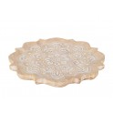 SIGNES GRIMALT Plateau Mandala Floral en Forme de Fleur de Lotus, Bois de manguier cérusé, Diamètre 40,5 cm