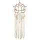 Déco Bohème : Suspension Fleur de Lotus et Macramé, Blanc, H 80 cm