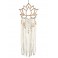 Déco Bohème : Suspension Fleur de Lotus et Macramé, Blanc, H 80 cm