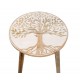 SIGNES GRIMALT Pette Table Basse ou Bout de canapé, Plateau Arbre de Vie stylisé, Blanc et Marron, Diamètre 39 cm