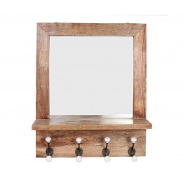 ORIGEN Portemanteaux mural, Etagère et Miroir, 4 Crochets, Ensemble Rétro Chic, H 54 cm