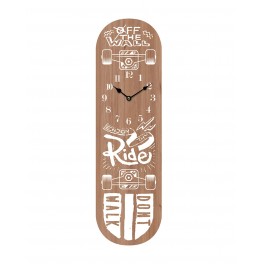 ORIGEN Horloge Marron Enjoy Ride, Silhouette Planche de Skate, Bois MDF Marron, H 70 cm