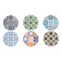 Set 6 sous-bocks Ronds et Rétros, Motifs Carreaux de Ciment, H 11 cm