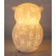 Lampe et Veilleuse, Hibou Blanc, Porcelaine ajourée, H 18 cm