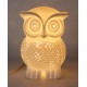 Lampe et Veilleuse, Hibou Blanc, Porcelaine ajourée, H 18 cm