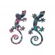SIGNES GRIMALT Set 2 Geckos Muraux Multicolores, Série Kolor, Hauteur 17 cm
