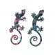 SIGNES GRIMALT Set 2 Geckos Muraux Multicolores, Série Kolor, Hauteur 21 cm