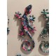 SIGNES GRIMALT Set 2 Geckos Muraux Multicolores, Série Kolor, Hauteur 21 cm