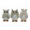 Set 3 Chouettes de la Sagesse, Modèle Mosaik Gris, H 9 cm