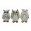 Set 3 Chouettes de la Sagesse, Modèle Mosaik Gris, H 9 cm