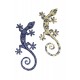 ORIGEN Set 2 Geckos en Résine 2, Déco murale ou à poser, Modèle RETRO BLUES, H 21 cm