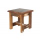 Tabouret Vintage en Bois Exotique, Collection Sinaloan, Aspect Bois Vieilli et décapé, H 28 cm
