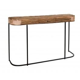 ORIGEN Grande Console Industrielle, Bois Brut et Métal, 1 Tiroir et Longueur 121 cm